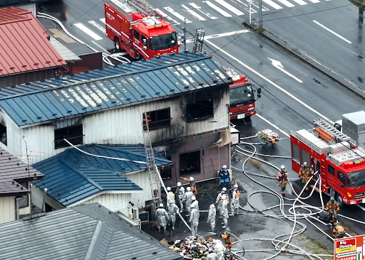 住宅地における火災の報道用空撮の実績